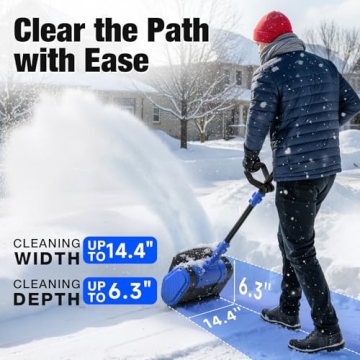 Electric Cordless Snow Shovel, 14.4-Inch | 24V | 5.0Ah Brushless Cordless Snow Blower with Battery a...