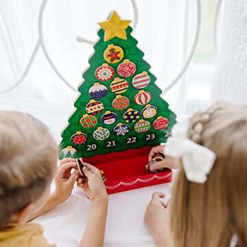 Melissa & Doug Wooden Advent Calendar - Magnetic Christmas Tree, 25 Magnets - Holiday Tree Themed Co...