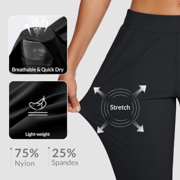 Baleaf Women's Black Travel Petite Dress Pants with Zipper Pockets for Golf & Work