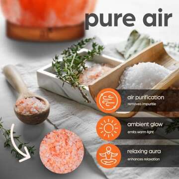 Artnaturals Himalayan Rock Salt Lamp - Natural Glow Night Light -Hand Carved Pink Crystal from Pure Salt - for Rest, Relaxation and Energy - Real Wooden Base (Pink)