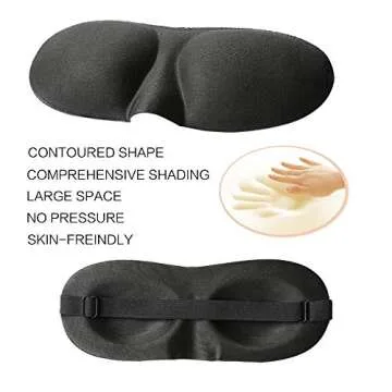 Eye Mask for Sleeping 2PC,Silk Eye Cover for Sleeping&3D Sleep Mask for Lash Extension,Pressure-Free Eye Shades for Travel,Shift Work,Naps,Night Blindfold(Black) (XI)