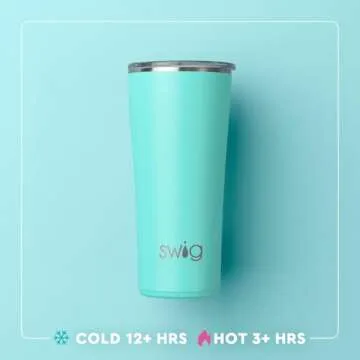 Swig Life 22oz Insulated Tumbler - Travel Coffee Tumbler with Lid, Cup Holder Friendly, Aqua