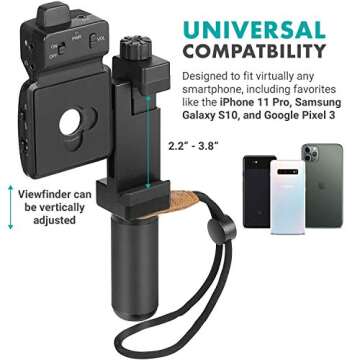 Movo SmartCine All-In-One Smartphone Video Lighting Kit, Universal Phone Rig, Wireless Lavalier Microphone System with Built-in Receiver and Bodypack Transmitter, LED Light, Wide-Angle, Fisheye