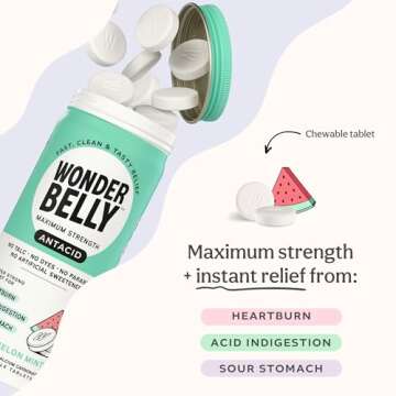 Wonderbelly Antacid - Fast Heartburn & Acid Relief Chewables, 60 Count