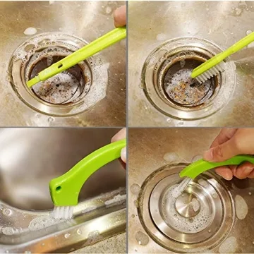 Living&Giving Grout Brush, (3 in 1) Grout Cleaner Brush, Tile Joint Scrub Brush With Handle, Stiff Cleaning Brush for All of the Household Such as Shower,Bathroom, Kitch, Seams, Floor Lines