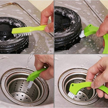 Living&Giving Grout Brush, (3 in 1) Grout Cleaner Brush, Tile Joint Scrub Brush With Handle, Stiff Cleaning Brush for All of the Household Such as Shower,Bathroom, Kitch, Seams, Floor Lines