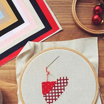 11pcs Cross Stitch Fabric DIY Cross Stitch Aida Cloth Fabric for Embroidery DIY Handmade Art Craft (...