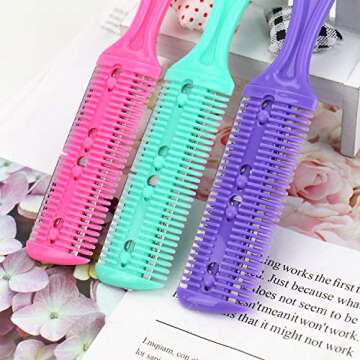 WEFOO Professional Trimmer Razor Dual Side Cutting Scissors DIY Hair Thinning Comb Slim Haircuts Cutting Tool Blade Barber Cut Hair Brush Tools, 3 Pack