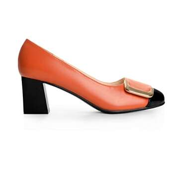 ANN CREEK 'Angela' Pump Shoes Orange Heels for Women Orange Pumps Shoes Dressy Low Heel Dress Shoes ...