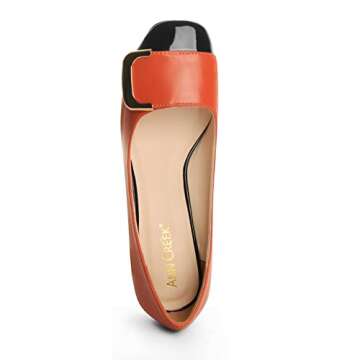 ANN CREEK 'Angela' Pump Shoes Orange Heels for Women Orange Pumps Shoes Dressy Low Heel Dress Shoes Square Toe Pump Heels Low Heel Pumps Two Tone Chunky Heel Pumps Block Heels Office Shoes Orange - 9