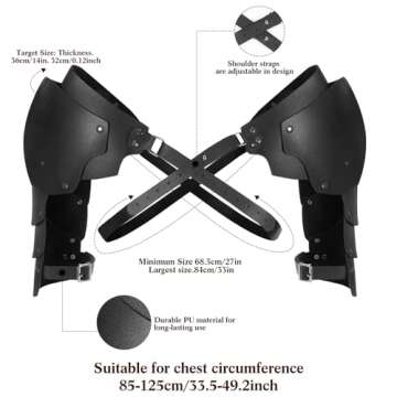 Panitay Halloween Men Shoulder Armors Buckles Adjustable Body Chest Harness Pu Leather Shoulder Armor Steampunk Armor (Black)