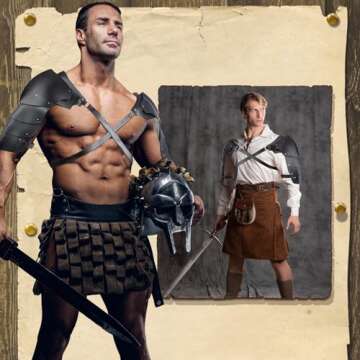 Panitay Halloween Men Shoulder Armors Buckles Adjustable Body Chest Harness Pu Leather Shoulder Armor Steampunk Armor (Black)