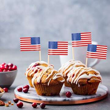 Donoter 100 Pack American Flag Toothpicks for Celebrations