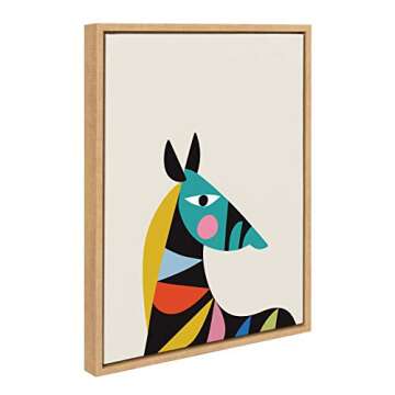 Kate and Laurel Sylvie Mid Century Modern Baby Zebra Framed Canvas Wall Art by Rachel Lee of My Drea...