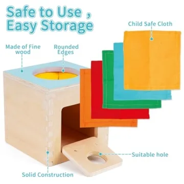 FCSONU Montessori Wooden Baby Tissue Box Toy for Infants
