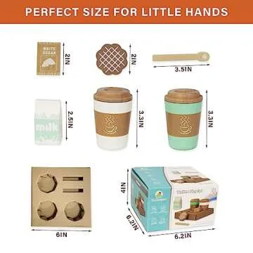 WOODENFUN Pretend Play Coffee Cup Toys,Wooden Play Kitchen Accessories,Fake Food Play for Kids Kitchen,Educational Toy for Toddler Children Birthday Gift