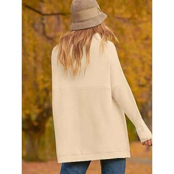 Calbetty Turtle Neck Sweater for Women Oversized Long Batwing Sleeve Cashmere Tunic Tops Casual Loose Slouchy Baggy Comfy Wool Knitted Dress 2024 Fall Winter Fashion Clothes Khaki 27CB7-kaqi-S