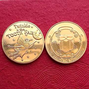 MOZART Cartoon Story Tooth Fairy Medallion Children's Tooth Changing Commemorative Gift Small Gift Golden Commemorative Coin