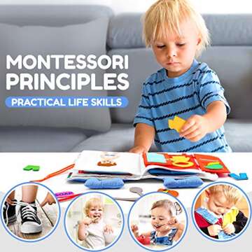 QUIET BOOK for Kids - Interactive Felt Busy Book - Montessori for Toddlers - Carry on Travel Quiet Activity Book - Soft Fabric for Children - 10 Pages for Early Learning