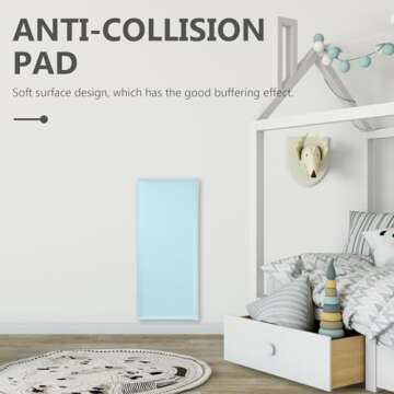 DECHOUS 5Pcs 3D Anti-Collision Wall Padding, Wall Cushion Padding for Kids, Blue Upholstered Wall Panels Headboard Panels for Kids Playroom Wall, 20x8in