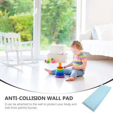 DECHOUS 5Pcs 3D Anti-Collision Wall Padding, Wall Cushion Padding for Kids, Blue Upholstered Wall Panels Headboard Panels for Kids Playroom Wall, 20x8in