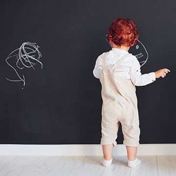 Tempaper Black Chalkboard Removable Peel and Stick Wallpaper, 20.5 in X 16.5 ft, Made in the USA