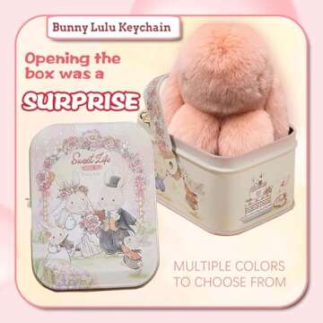 Cute Bunny Lulu Keychain with Tin – Adorable Plush Keychain Gift