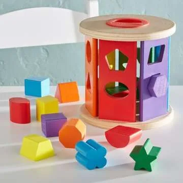 Melissa & Doug Match and Roll Shape Sorter - Durable Wooden Toy
