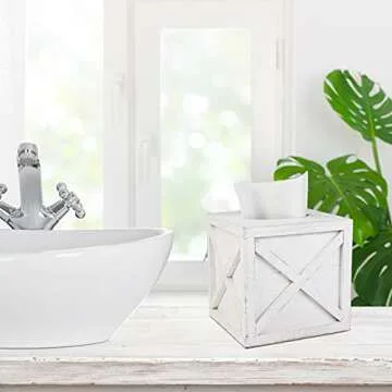 Karisky Rustic Farmhouse Tissue Box Holder with Easy Refill
