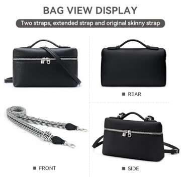 Crossbody Bag for Women Pouch Top-Handle Leather Bag Shoulder Handbag Luxury Trendy Purse black