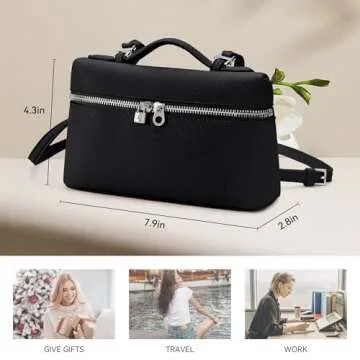 Crossbody Bag for Women Pouch Top-Handle Leather Bag Shoulder Handbag Luxury Trendy Purse black