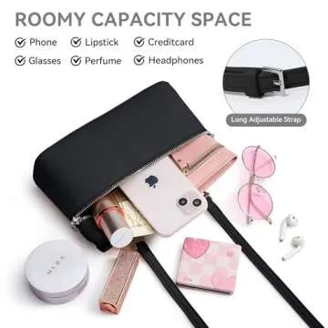 Crossbody Bag for Women Pouch Top-Handle Leather Bag Shoulder Handbag Luxury Trendy Purse black