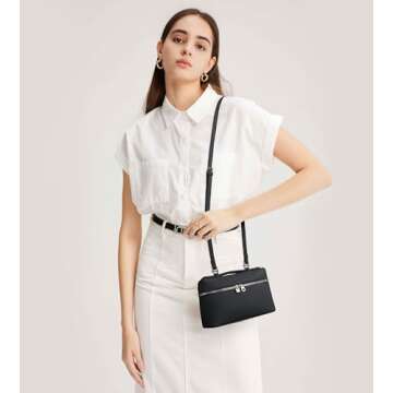 Crossbody Bag for Women Pouch Top-Handle Leather Bag Shoulder Handbag Luxury Trendy Purse black