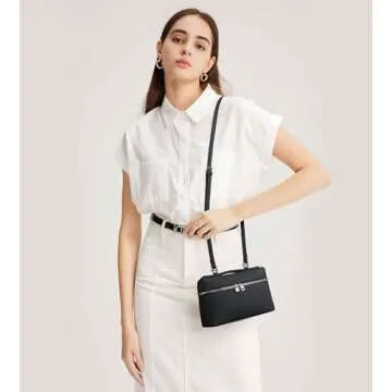 Crossbody Bag for Women Pouch Top-Handle Leather Bag Shoulder Handbag Luxury Trendy Purse black