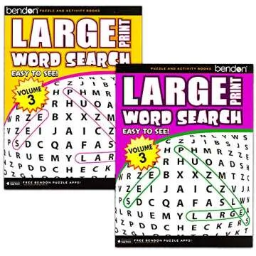 Large Print Word Search Books for Adults Super Set -- 6 Jumbo Word Find Puzzle Books with Large Print Plus Pens, and Bookmark (Over 800 Pages Total)