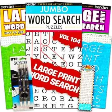 Large Print Word Search Books for Adults Super Set -- 6 Jumbo Word Find Puzzle Books with Large Print Plus Pens, and Bookmark (Over 800 Pages Total)