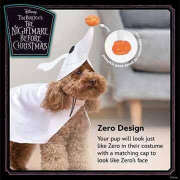 Disney for Pets Halloween Nightmare Before Christmas Zero Costume - Extra Extra Large - | Halloween Costumes for Dogs, Officially Licensed Disney Dog Halloween Costume, White, XX-Large