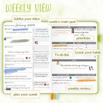 JUBTIC Undated Planner for Productivity and Goals Management