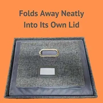 Bearly Trading Linen File Storage Box Includes 10 A4 Hanging Files - Collapsible Easy Filing Organizer with Lid - Steel Glides Fit Perfectly (A4 / Letter Size)