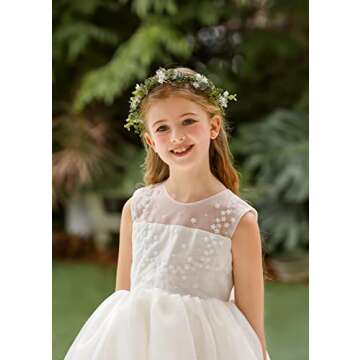 DreamLily White Baby‘s Breath Flower Crown Eucalyptus Crown Bride Bridesmaid Headpiece Boho Hair Wreath DFS18 (eucalyptus white)