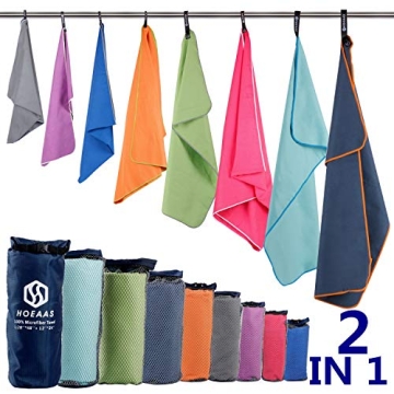 HOEAAS 2 Pack Microfiber Camping Towels, Quick Dry Towel, Super Absorbent Ultra Compact Travel Towel...
