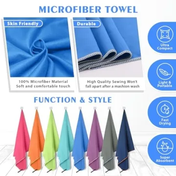 HOEAAS Microfiber Camping Towels - Quick Dry & Compact