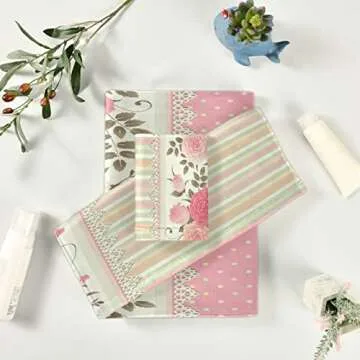 Luxury Bath Towels Set with Pink Floral Design for Spa