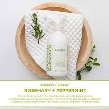 Sapadilla Multi-Surface Countertop Spray - Rosemary + Peppermint - Made with 100% Pure Essential Oil Blends, Multi-Purpose Household Cleaner, Aromatic, Plant Based, Biodegradable, 16 Ounce (Pack of 1)