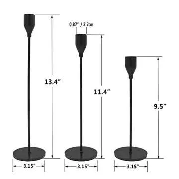 WillGail Set of 3 Matte Black Candle Holders for Taper Candles, Modern Decorative Candlestick Holder for Table, Centerpiece for Wedding, Dinning, Party, Fits Thick&Led Candles