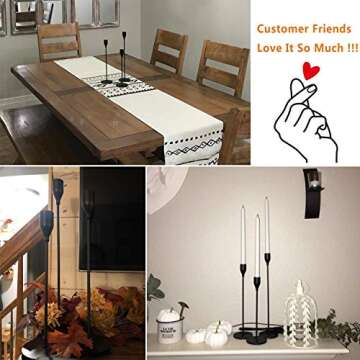 WillGail Set of 3 Matte Black Candle Holders for Taper Candles, Modern Decorative Candlestick Holder for Table, Centerpiece for Wedding, Dinning, Party, Fits Thick&Led Candles