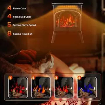 R.W.FLAME Electric Fireplace Heater 17" with Remote Control, Cathedral Stylish, Different Flame Effects and Log Set Colors, Adjustable Brightness and Heating Mode, Overheating Safe Design