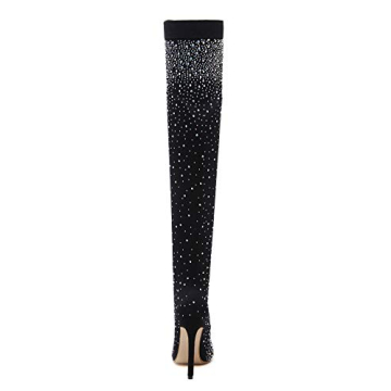 Stylish Rhinestone Thigh High Heeled Boots for Women