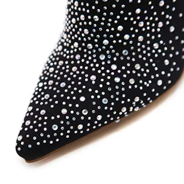 Stylish Rhinestone Thigh High Heeled Boots for Women
