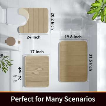 Yimobra Memory Foam Bath Mat Rug, 24 x 17 Inches, Comfortable, Soft, Non-Slip, Super Absorbent, Quic...